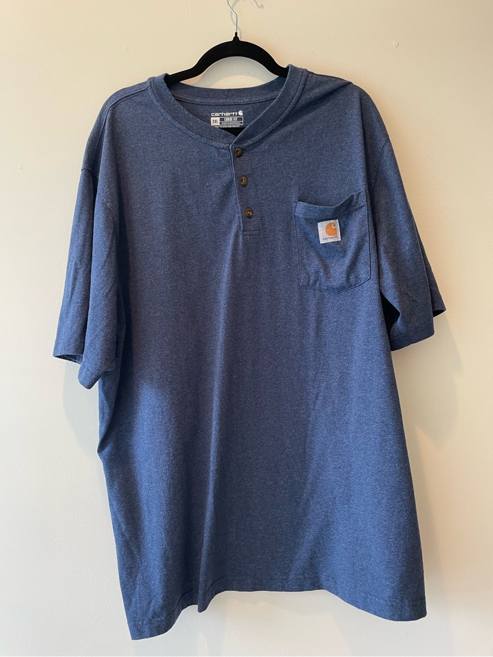 Men’s Carhartt Blue Button Pocket Tee Size 2XL